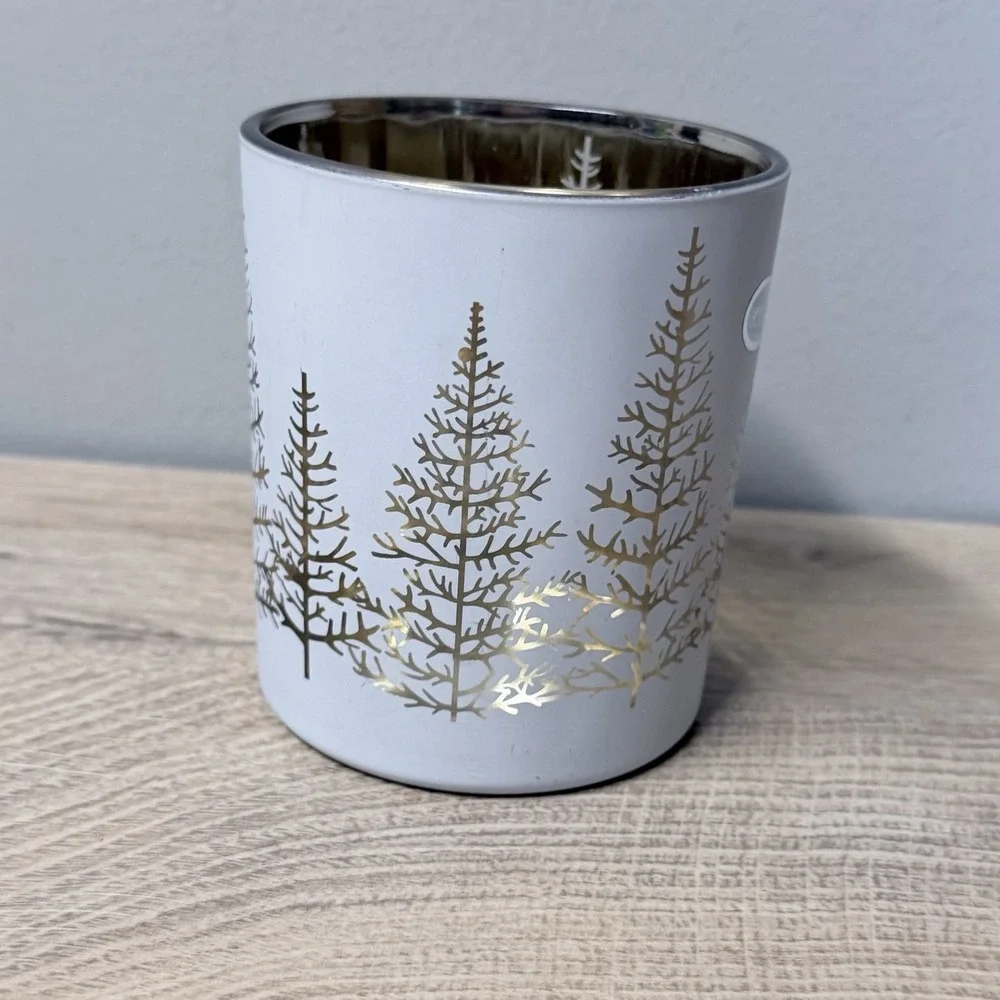 Abbott Winter Forest Candle Holder Set White Gold‎ Holiday Decor Centerpiece